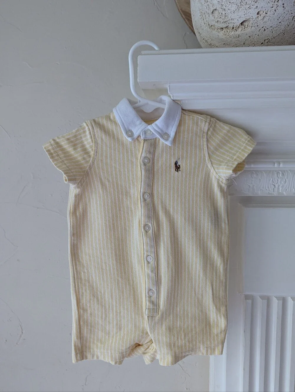 Ralph Lauren | Yellow Striped Shortall Polo Romper